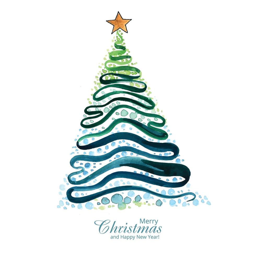 fondo de vacaciones de tarjeta de árbol de línea de navidad decorativa vector