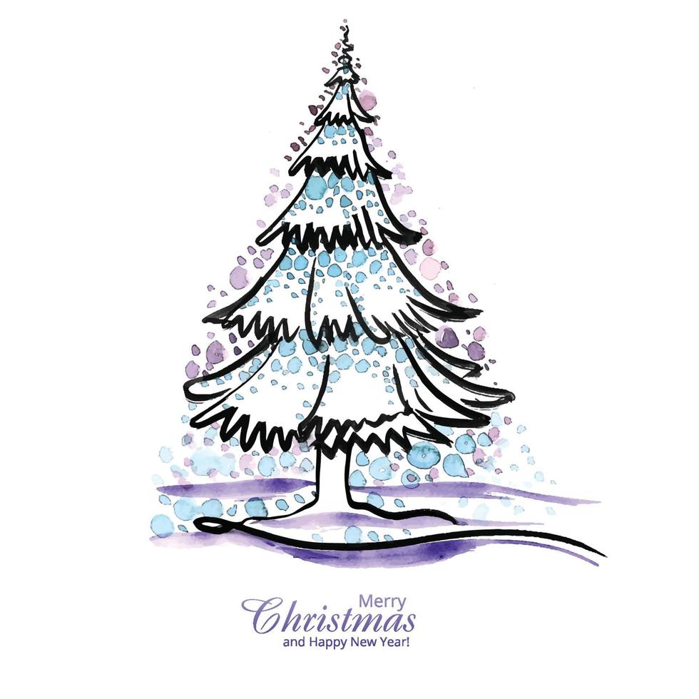 Artistic christmas line tree card design vector