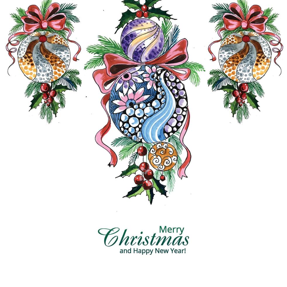 Decorative christmas bell card design vector