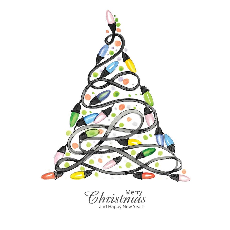 Beautiful christmas tree holiday card background vector