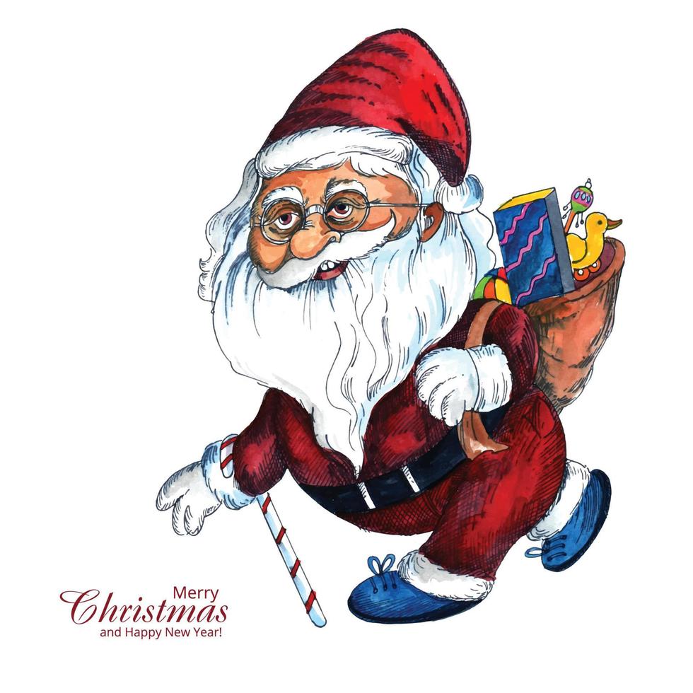 Beautiful christmas santa claus holiday card background vector