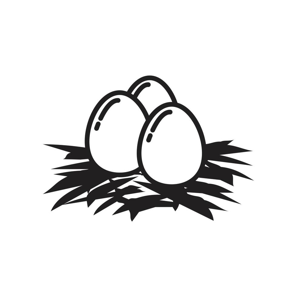 Plantilla de icono de huevo de nido color negro editable. vector