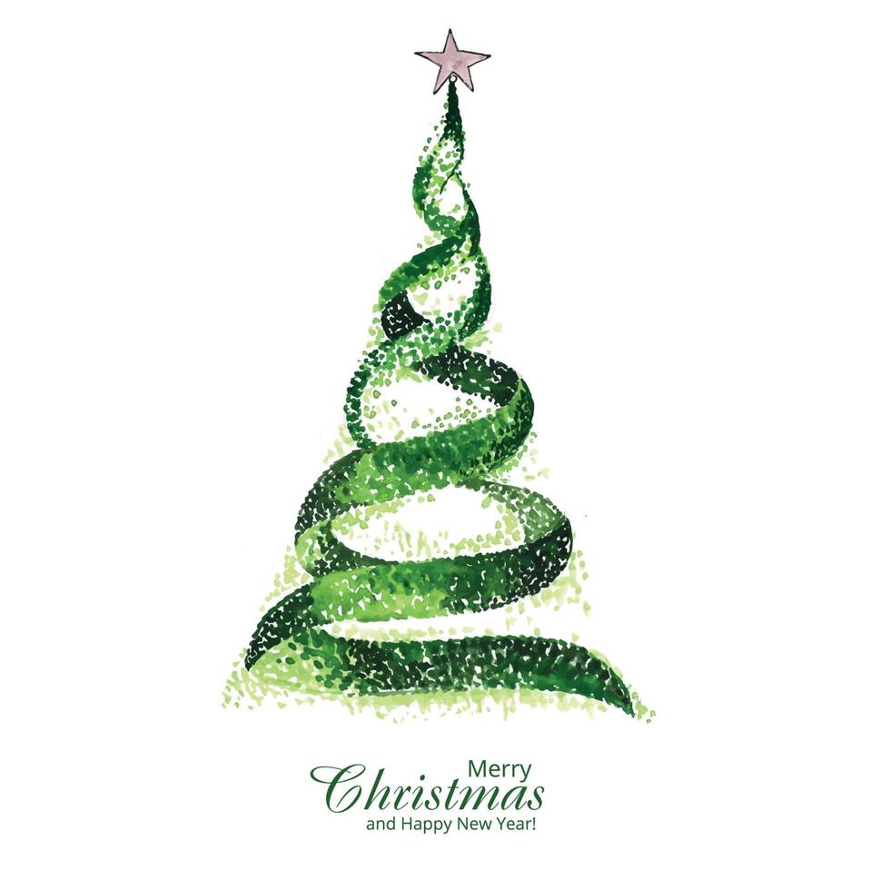 Beautiful decorative christmas line tree card design vector
