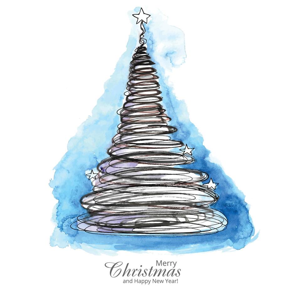 fondo de vacaciones de tarjeta de árbol de línea de navidad decorativa vector