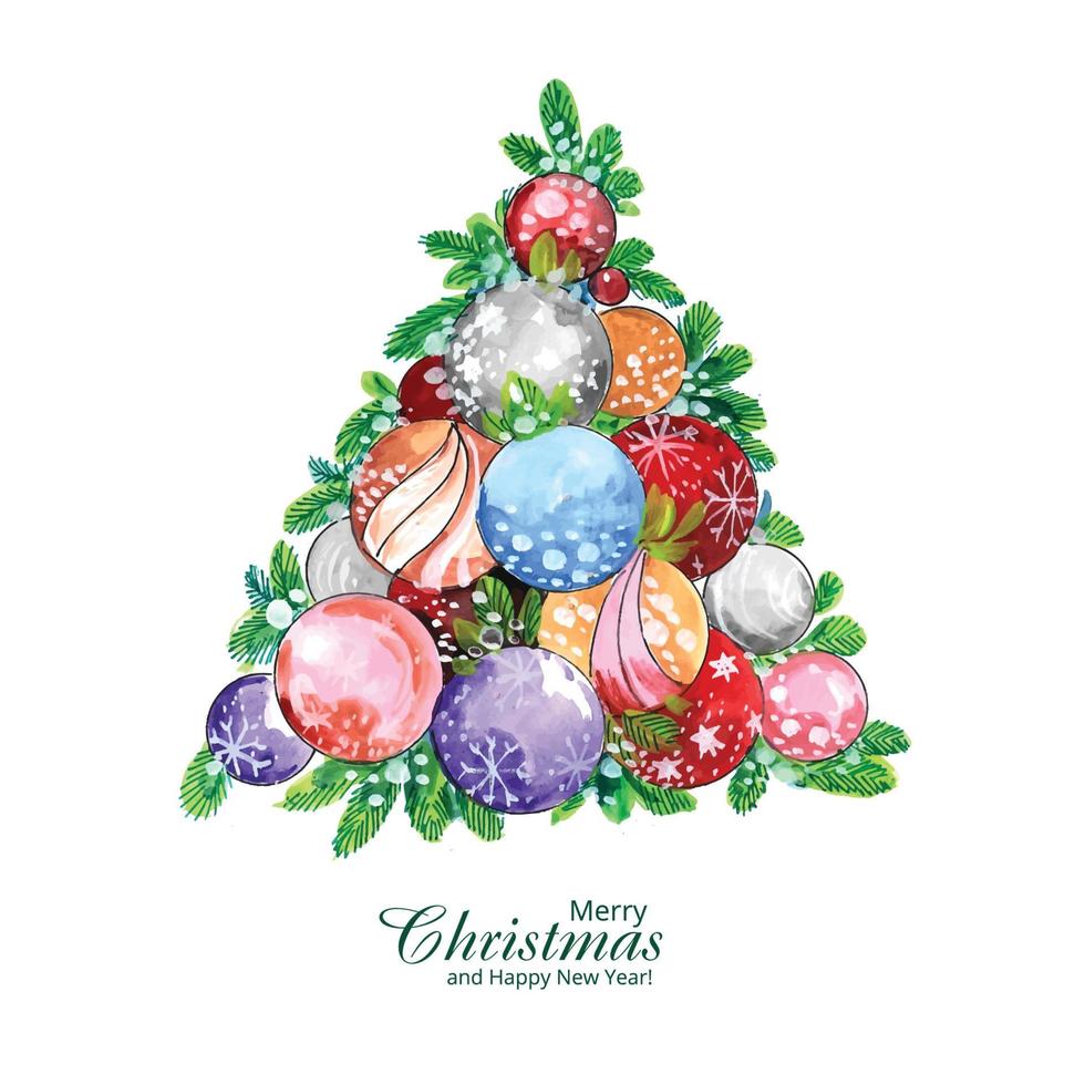 Decorative christmas balls tree holiday card design vector