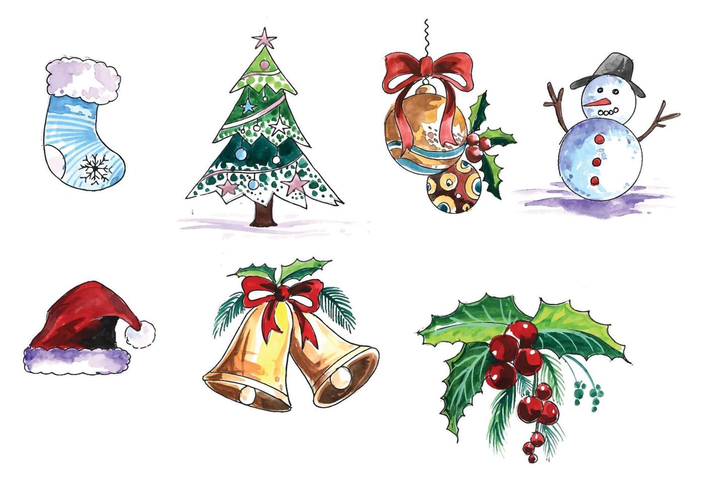 hermosos elementos decorativos navideños diseño de tarjeta navideña vector