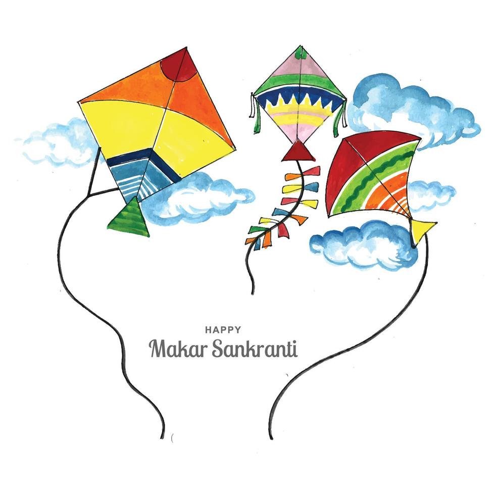 Celebrate Makar Sankranti greeting card background vector