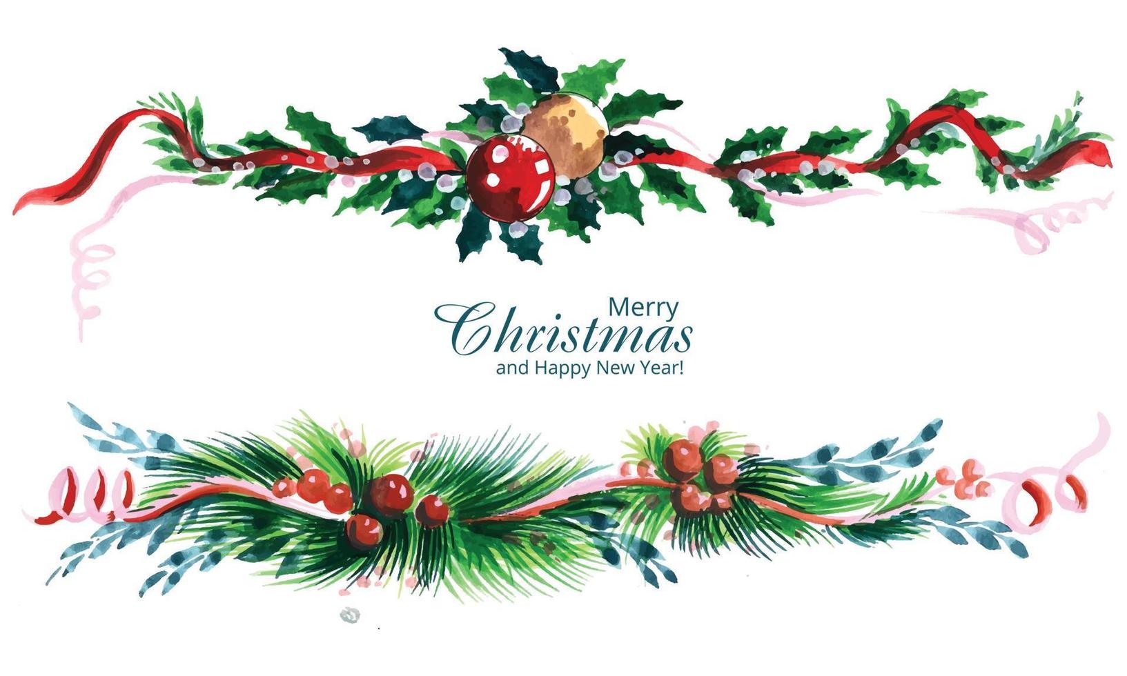 Decorated christmas wreath set holiday card background vector