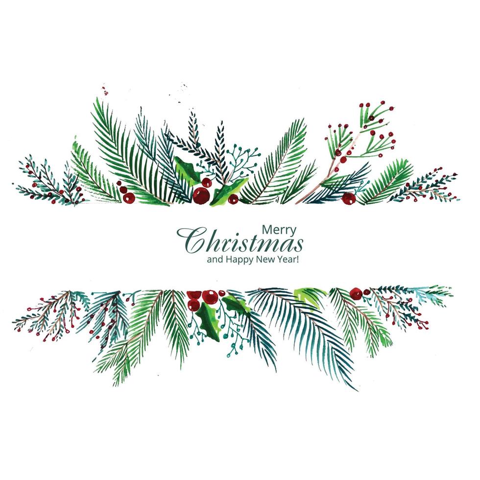 Decorative christmas wreath holiday card background vector