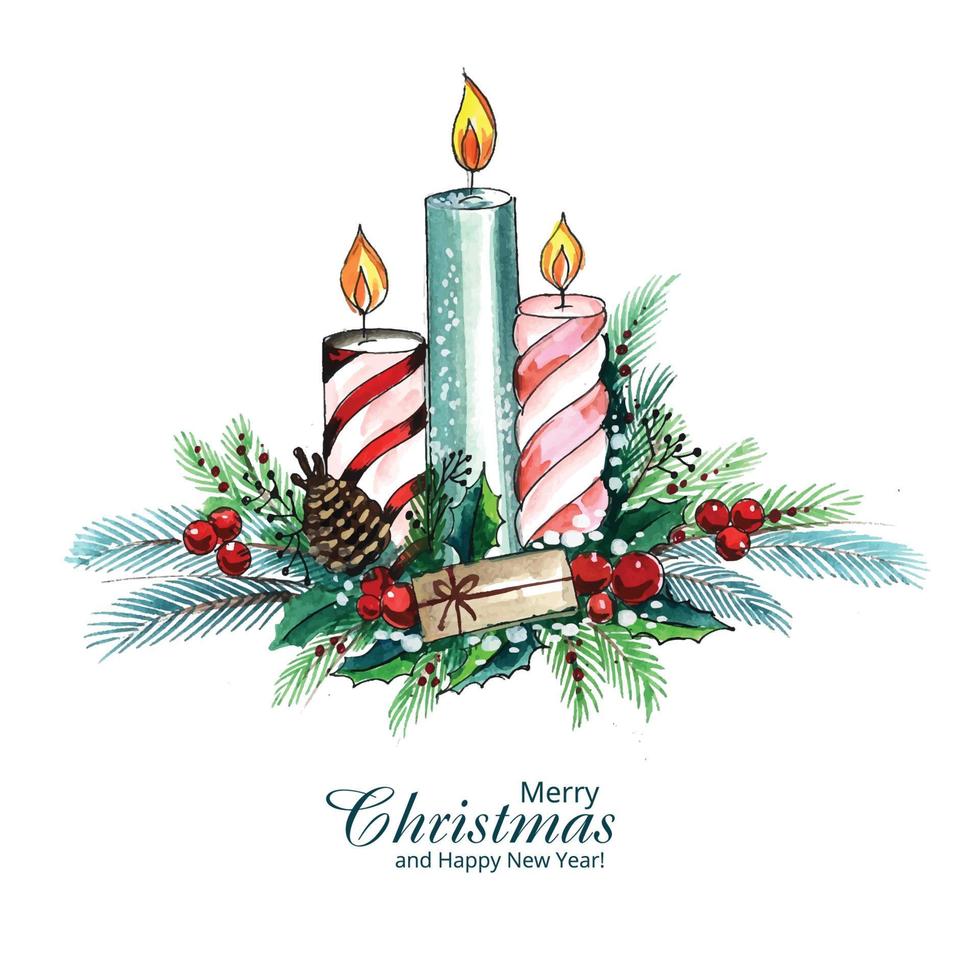 Beautiful celebration christmas candles and holly background vector