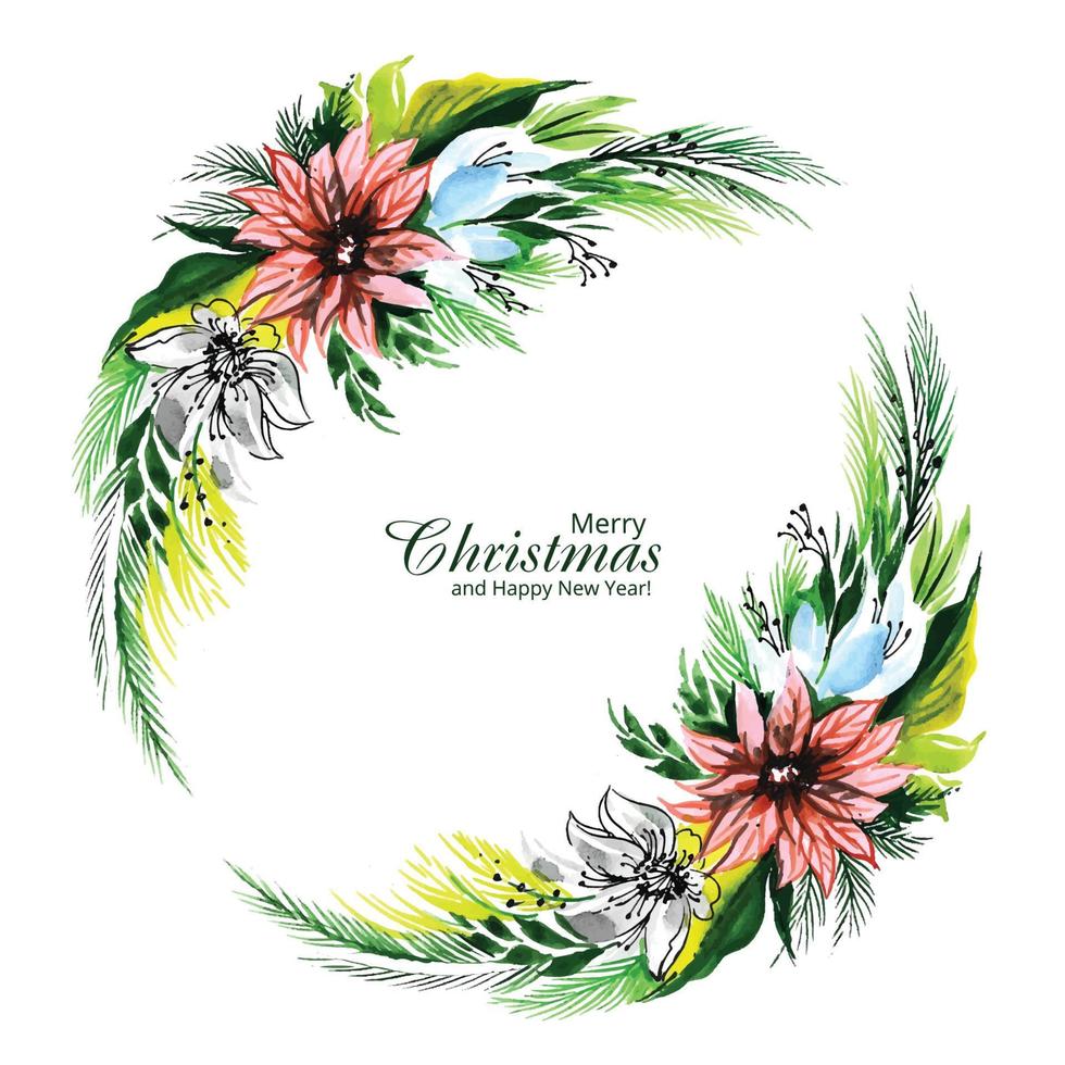 Decorative christmas wreath holiday card background vector