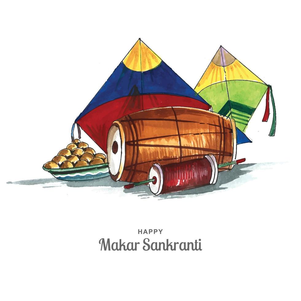 Celebrate Makar Sankranti greeting card background vector