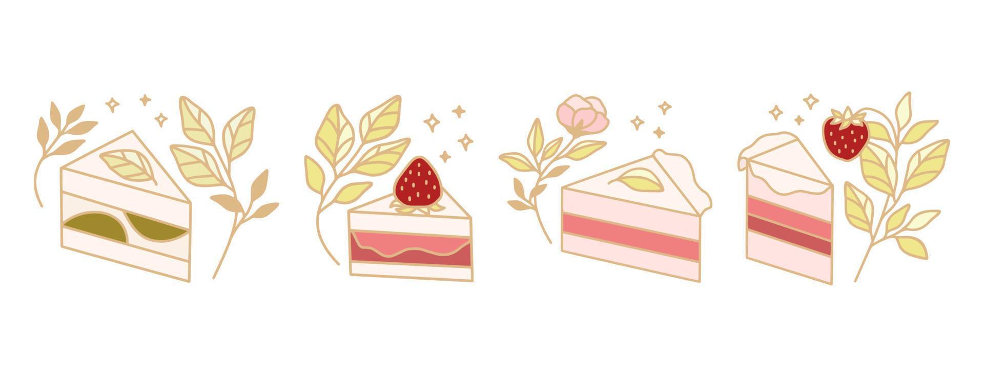 conjunto de elementos coloridos de pastelería, tarta y panadería para imágenes prediseñadas o logotipo de alimentos vector