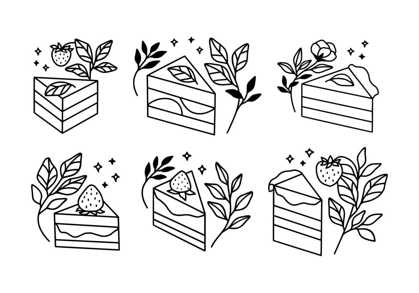 Vintage hand drawn cake, pastry, and bakery logo elements vector