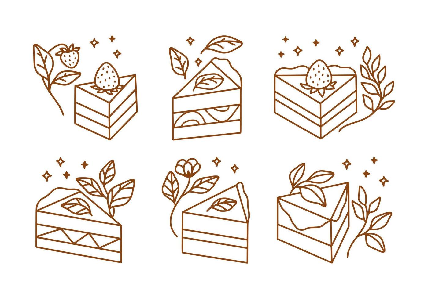 Vintage hand drawn cake, pastry, and bakery logo elements vector