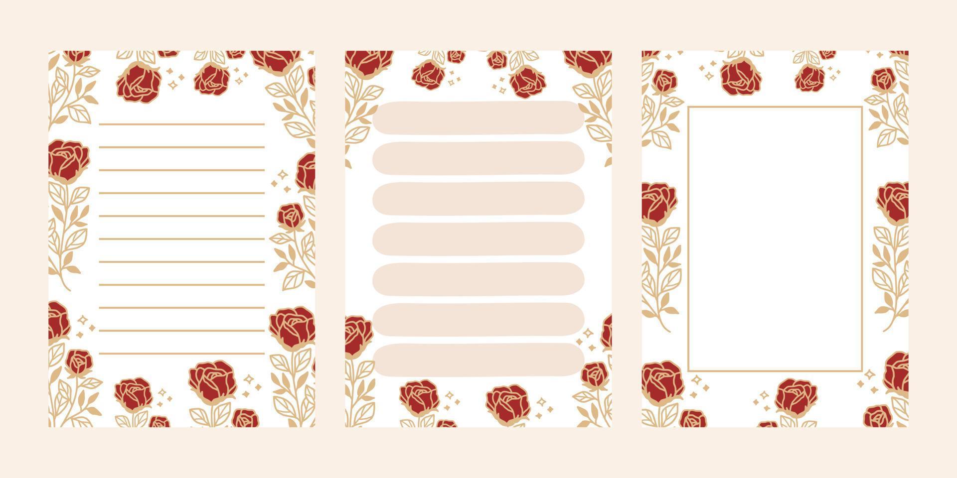 Set of floral notepads, to do list, schedule and daily planners vector