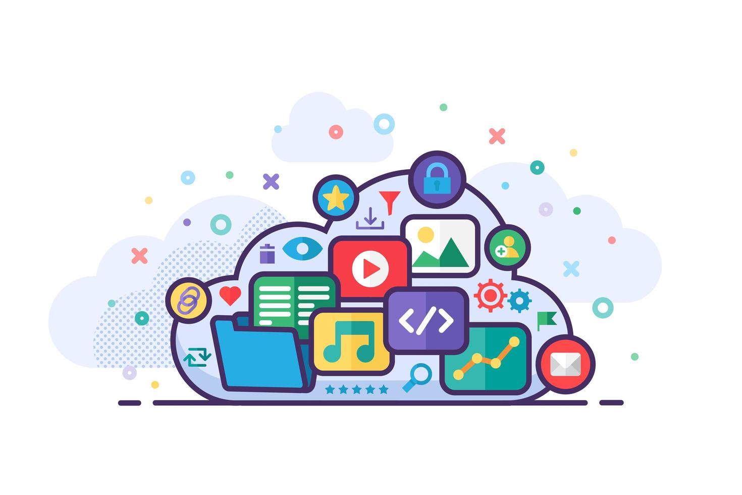 Vector Cloud Storage Concept Illustration