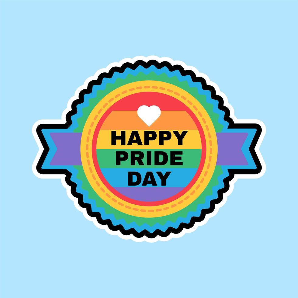 Happy Pride Day Sticker LGBT Color Background vector