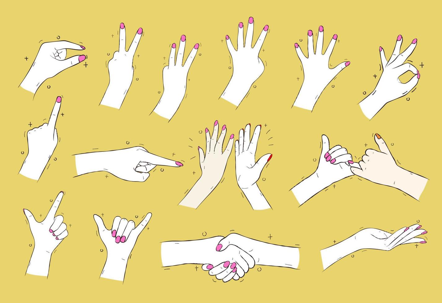 conjunto de vectores de ilustración de colección de gesto de mano