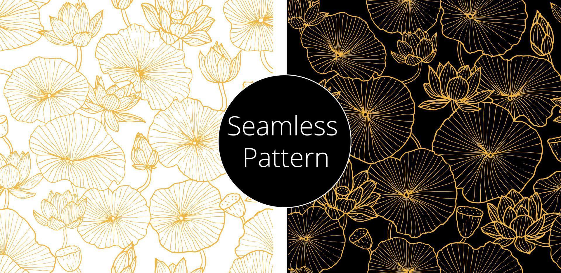 Hand drawn lotus flower floral Seamless pattern ornament vector