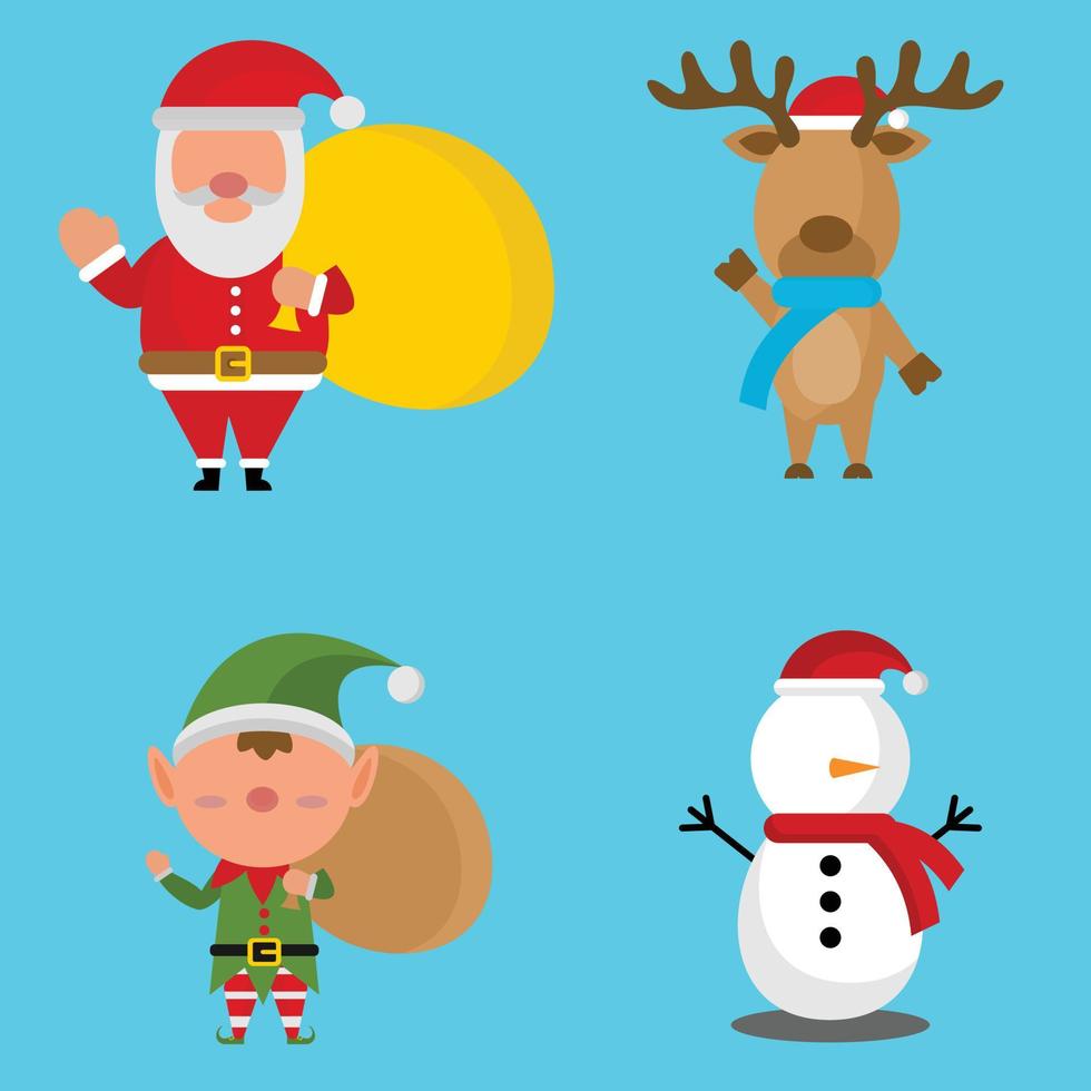 Illustration of cute Christmas flat character vector