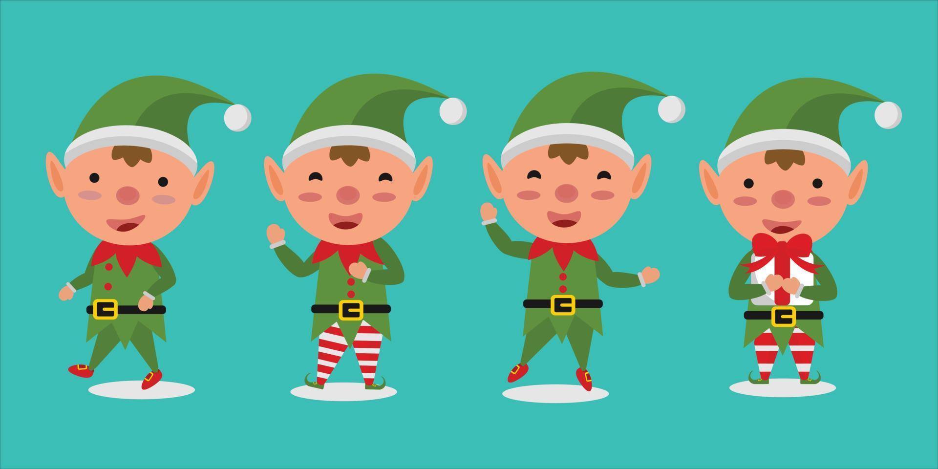 Establecer lindo icono de duende navideño vector