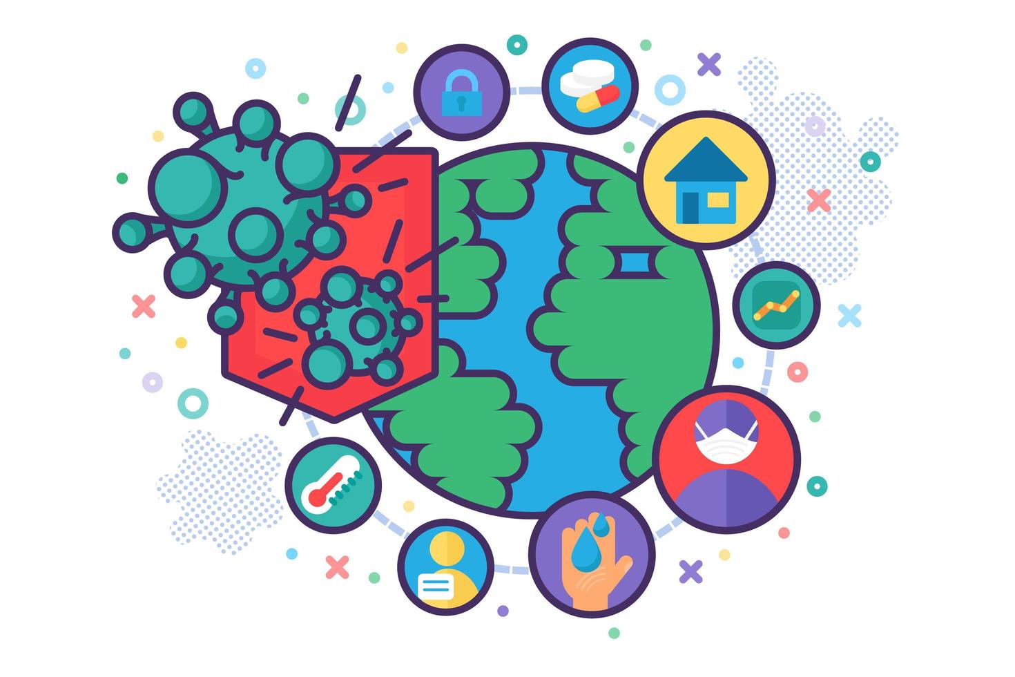 Global Covid World Danger Risk Infographic Signs vector