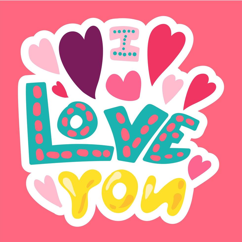 Vector Romantic Love Patch in doodle style