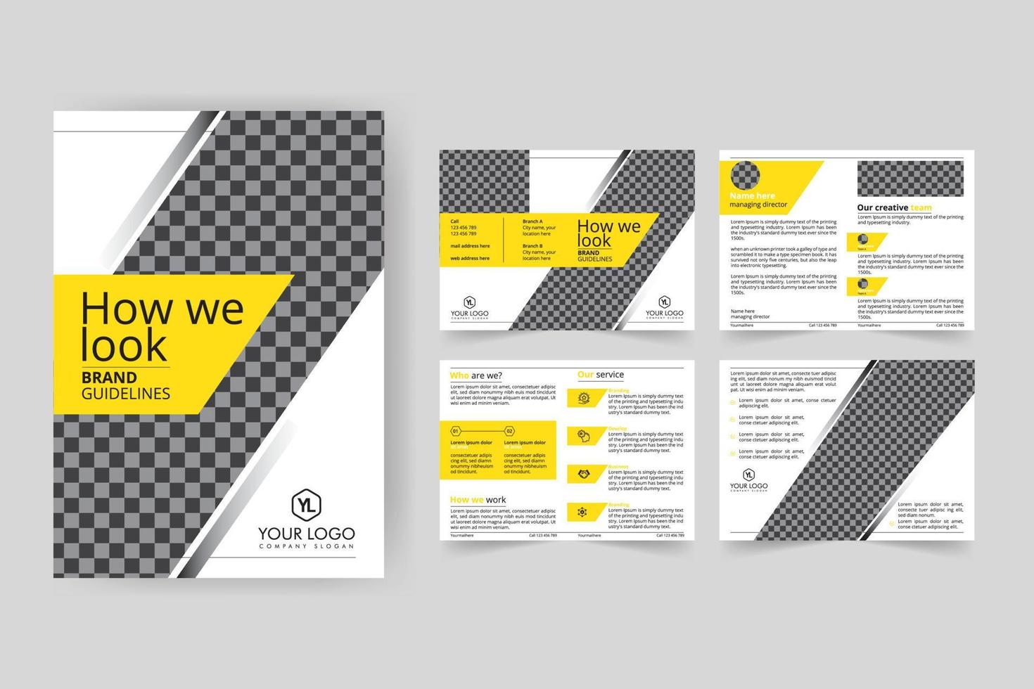 Modern business brochure template layout design, 8 page corporate brochure editable template layout, minimal business brochure template design. vector