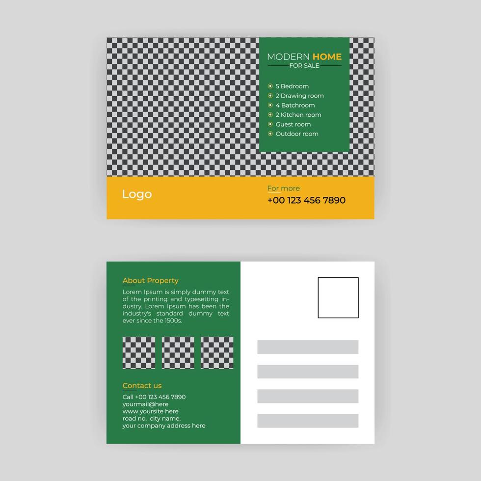 plantilla de diseño de tarjeta postal, diseño de banner moderno, folleto de postal de negocios, vector