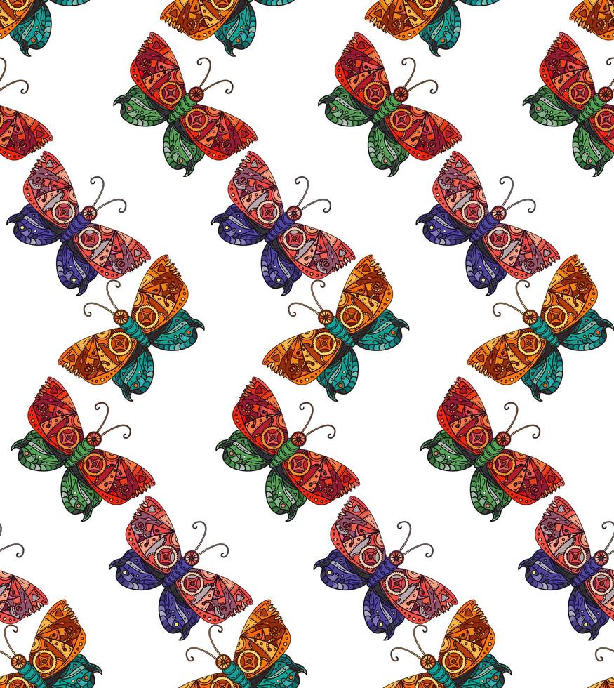 Steampunk butterfly seamless pattern vector