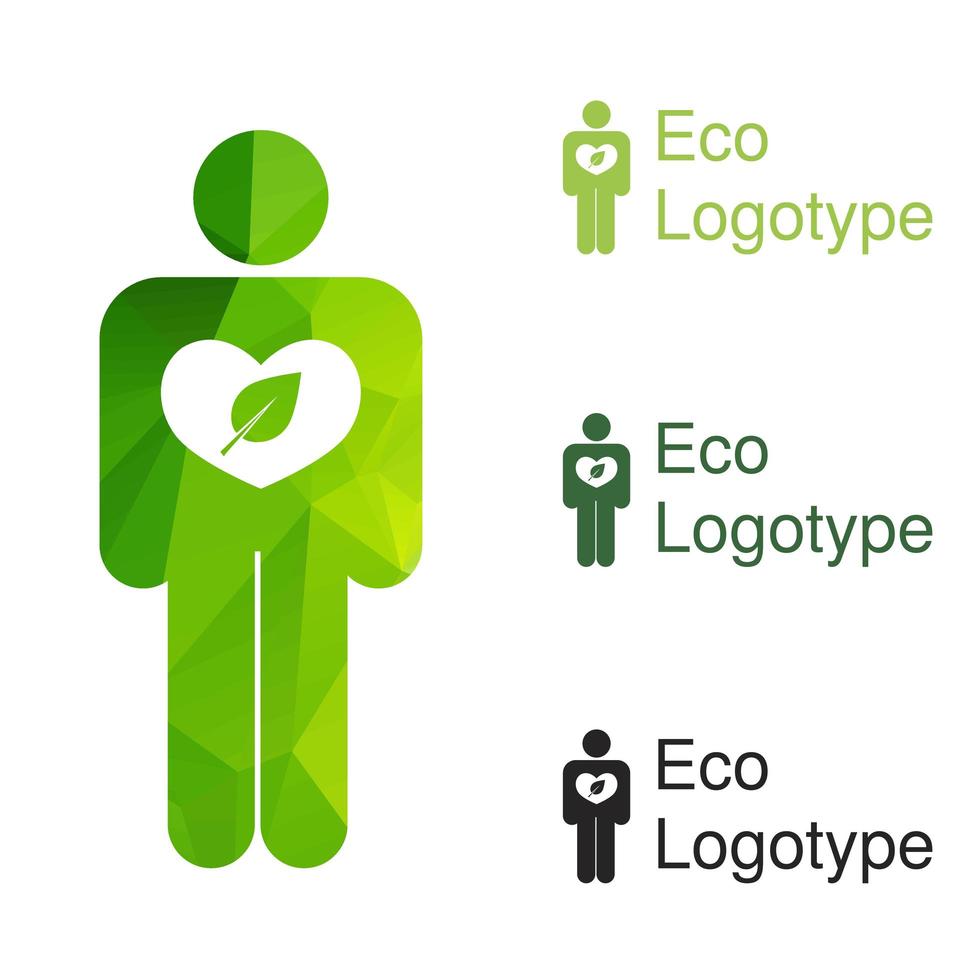 green ecology logo or icon, nature logotype of hum vector