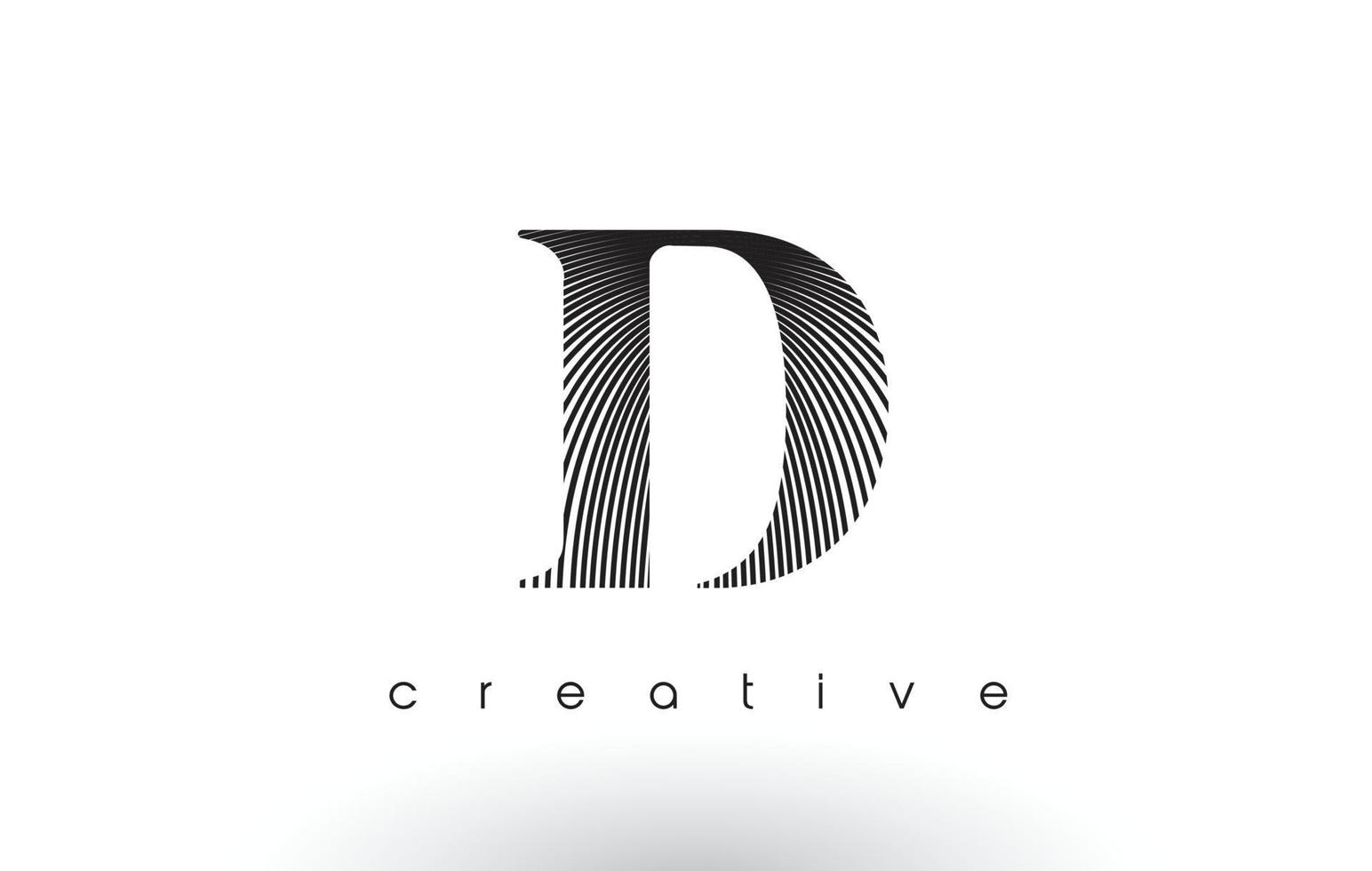 D Logo Design With Multiple Lines and Black and White Colors. vector