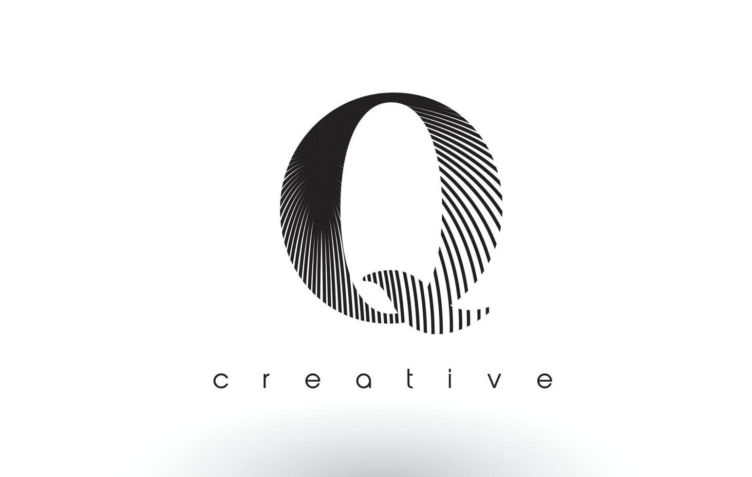 Q Logo Design With Multiple Lines and Black and White Colors. vector