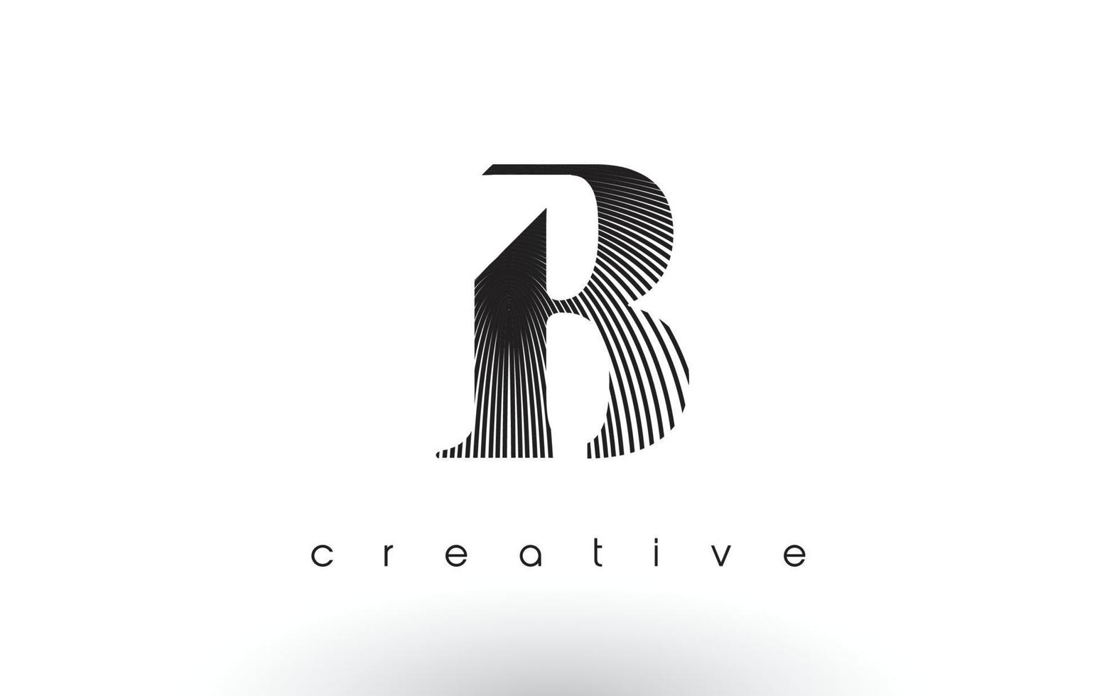 B Logo Design With Multiple Lines and Black and White Colors. vector