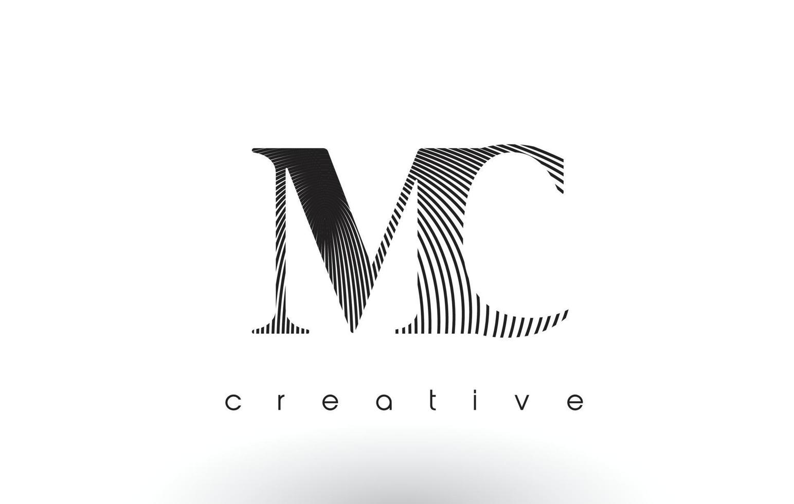 Diseño de logotipo mc con múltiples líneas y colores blanco y negro. vector