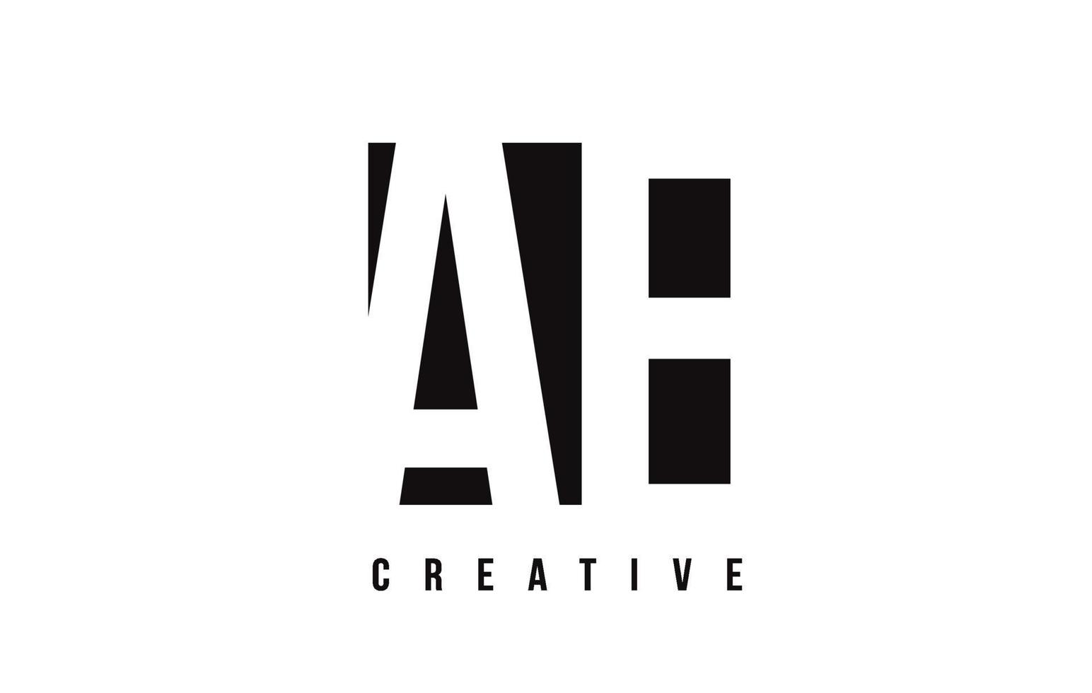 AE A D White Letter Logo Design with Black Square. vector