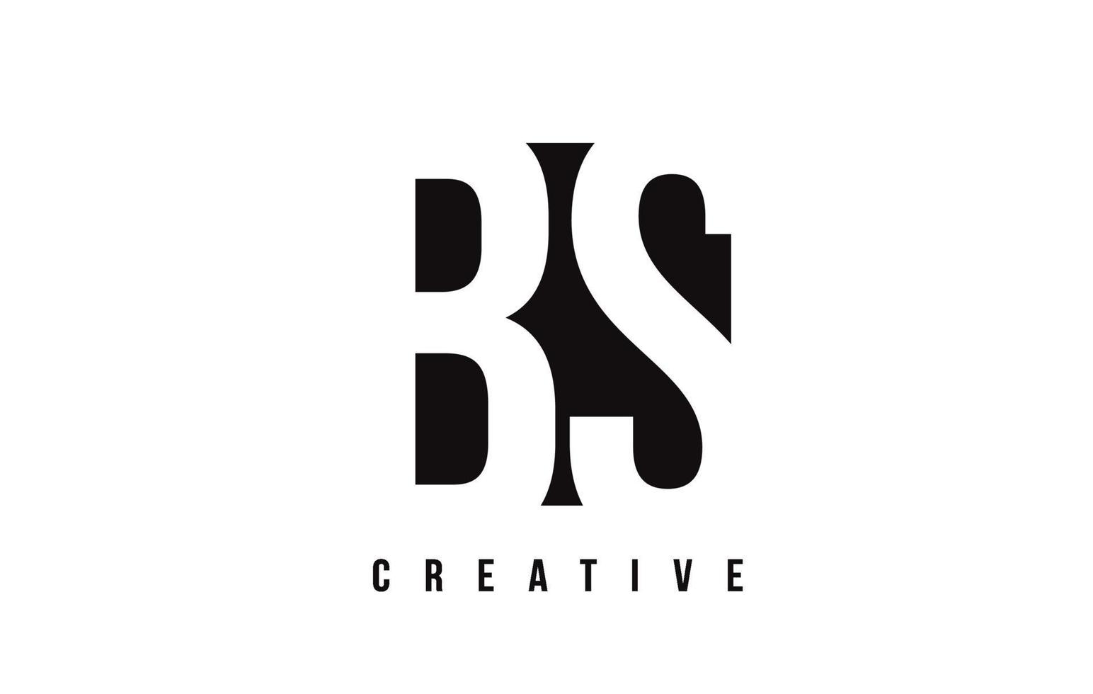 BS B S White Letter Logo Design with Black Square. vector