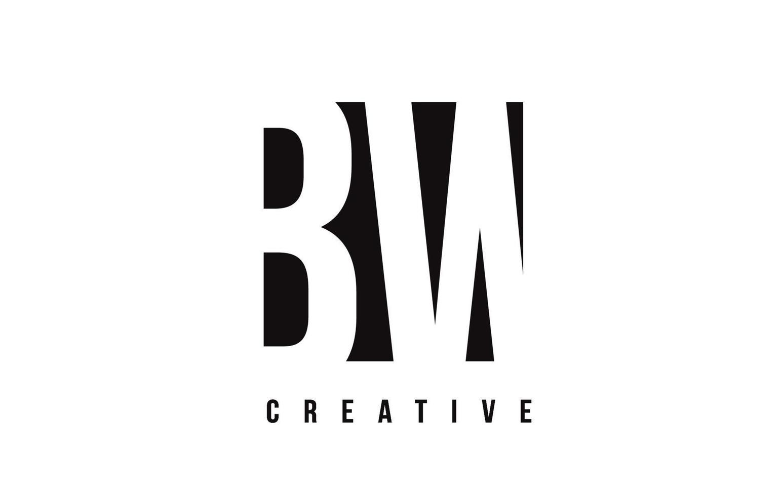 BW B W White Letter Logo Design with Black Square. vector