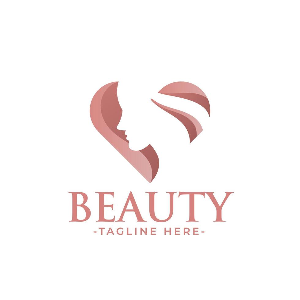 Natural pink love beauty woman feminine logo template vector