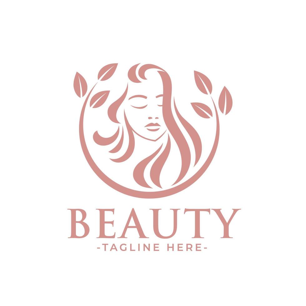 Natural pink beauty woman feminine logo template vector