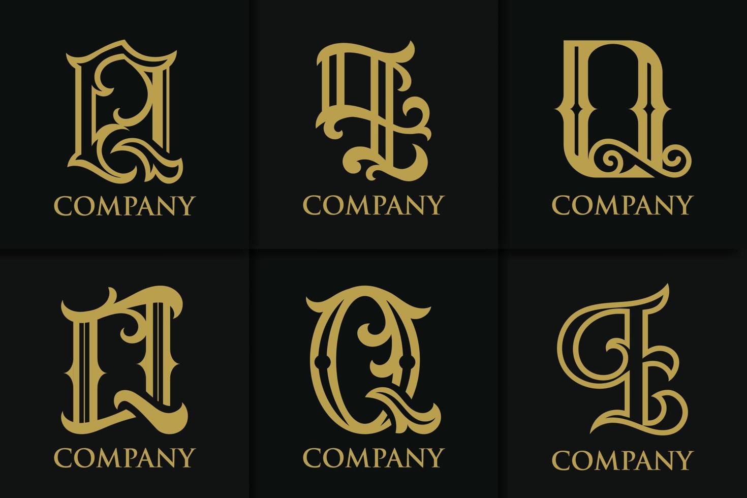 Vintage Q letter logo monogram template collection vector