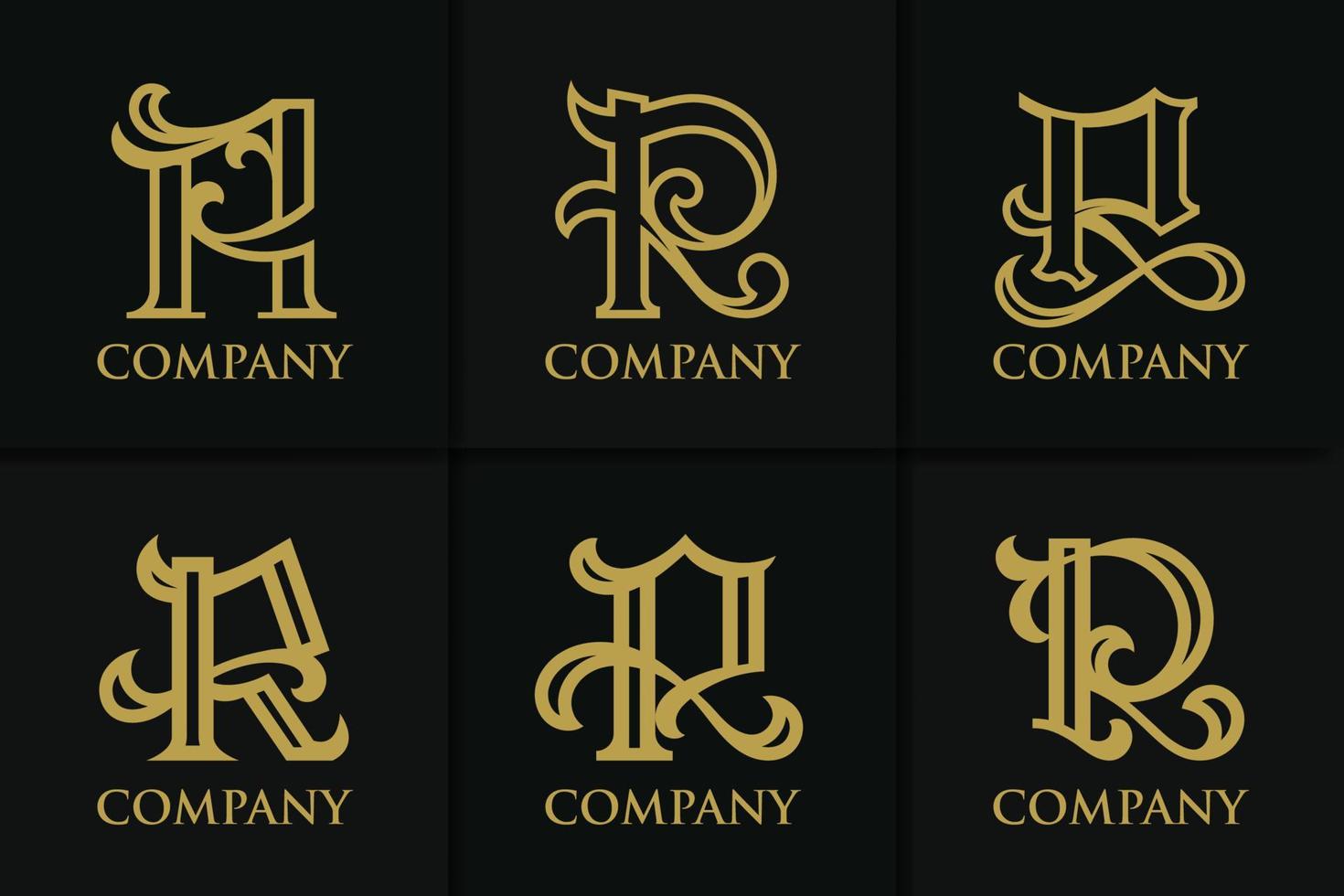 colección de plantillas de monograma de logotipo de letra r vintage vector