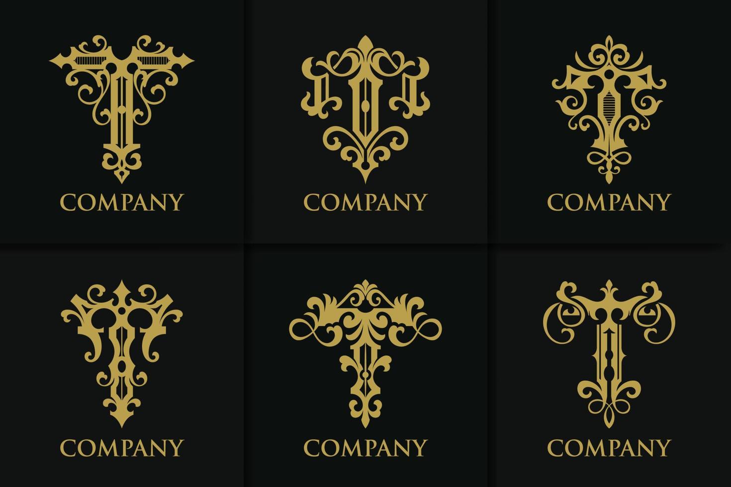 colección de plantillas de monograma de logotipo de letra t vintage vector