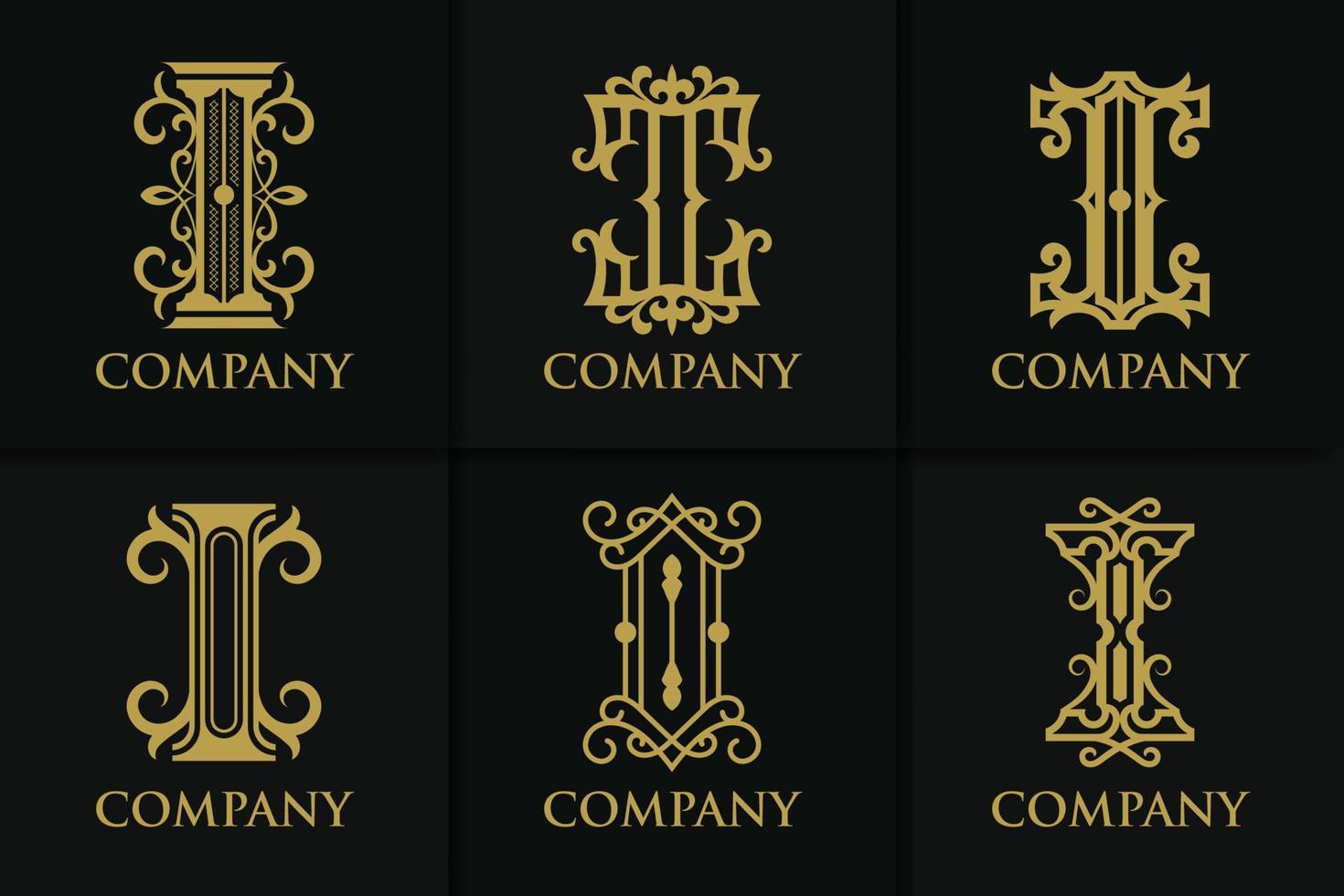 Vintage I letter logo monogram template collection vector