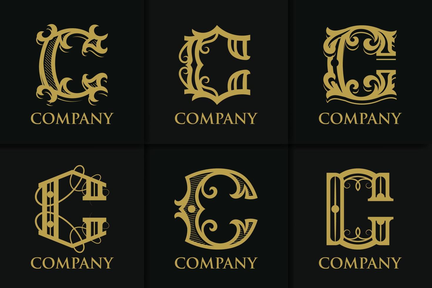 colección de plantillas de monograma de logotipo de letra c vintage vector