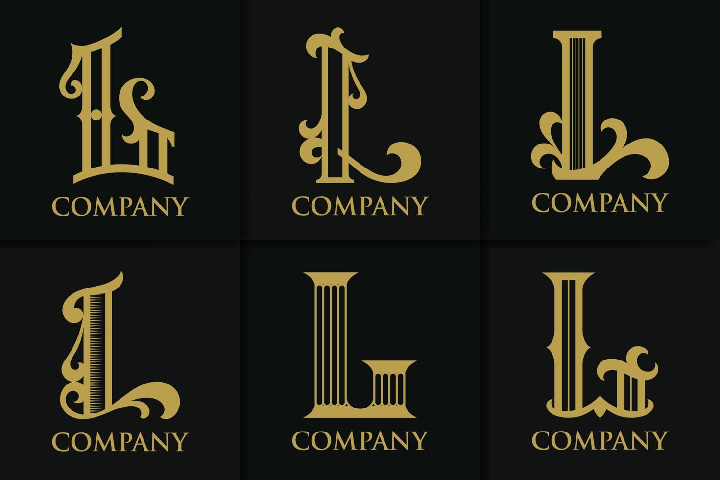 colección de plantillas de monograma de logotipo de letra l vintage vector