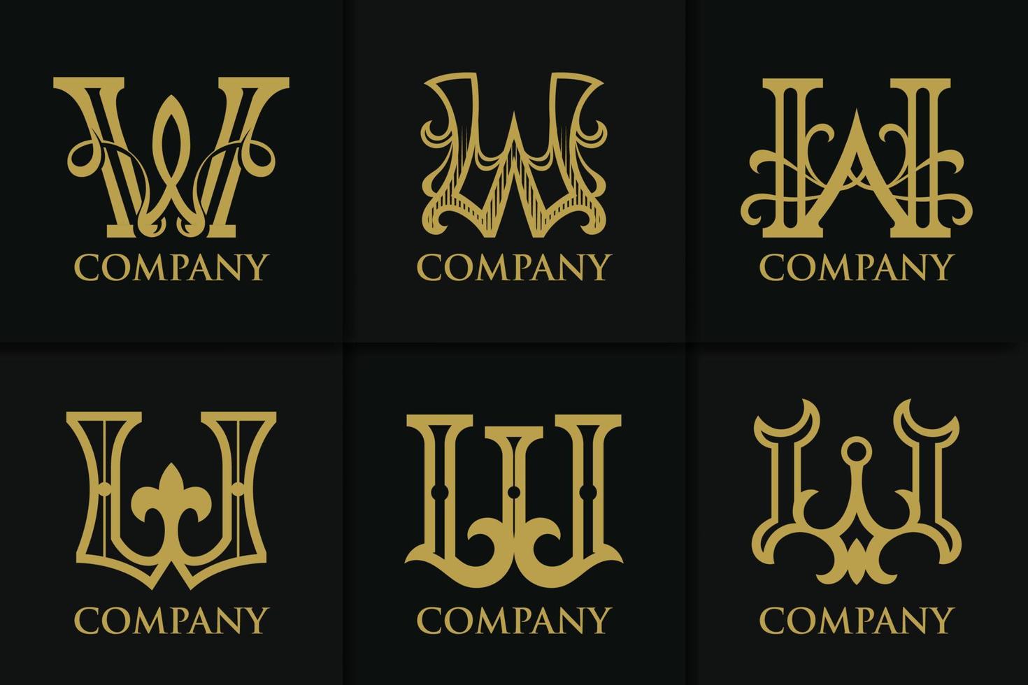 colección de plantillas de monograma de logotipo de letra w vintage vector