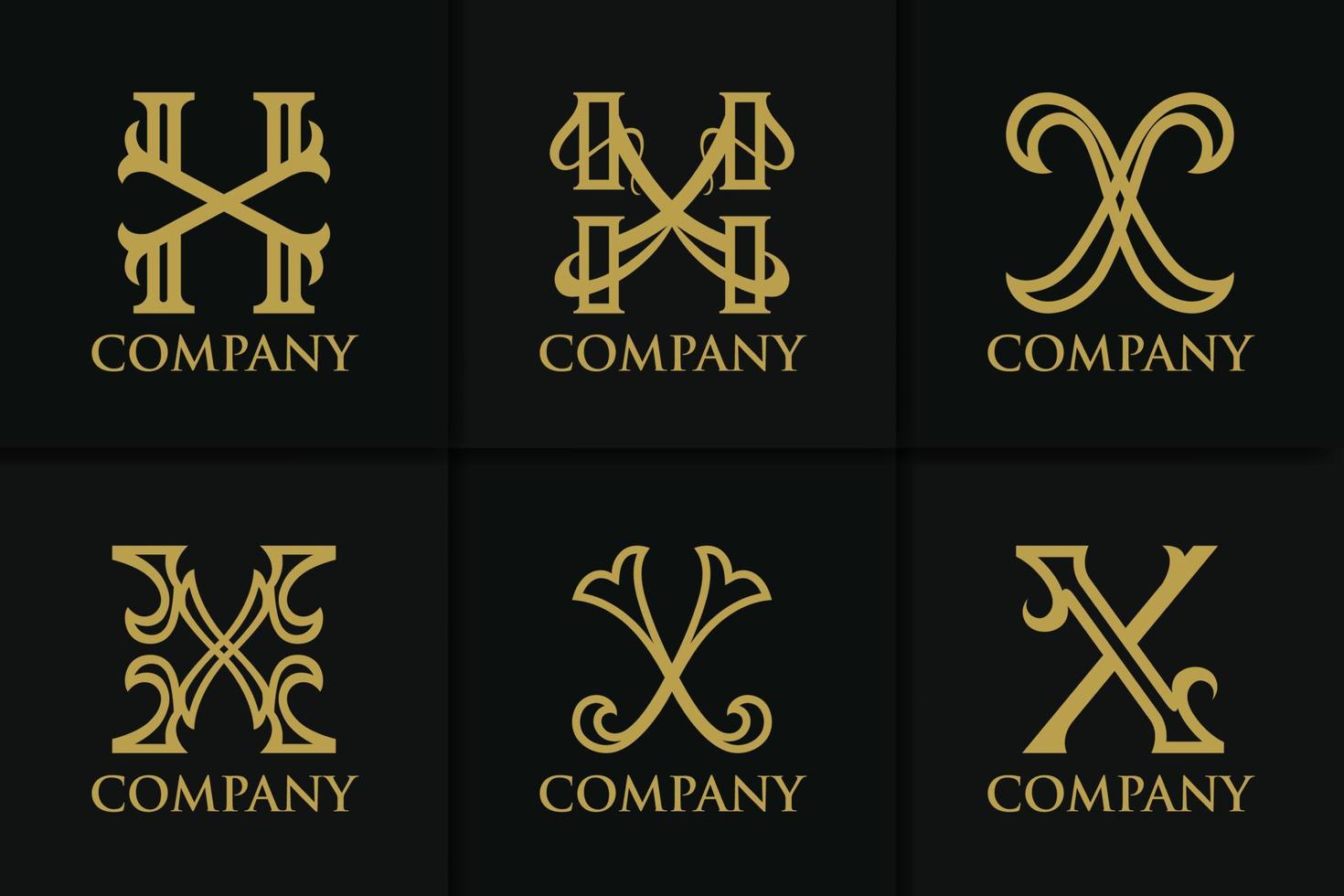 Vintage X letter logo monogram template collection vector