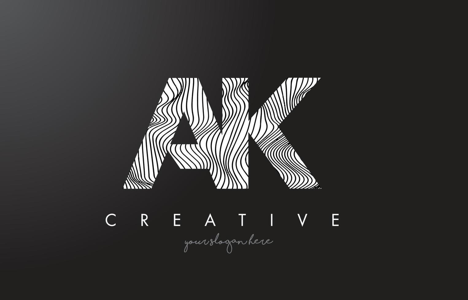 AK A K Letter Logo with Zebra Lines Texture Design Vector. vector